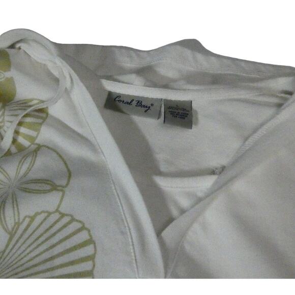 Coral Bay Women's Large Hooded V-Neck Tunic Shirt Shells Lightweight Beachy - Picture 6 of 6